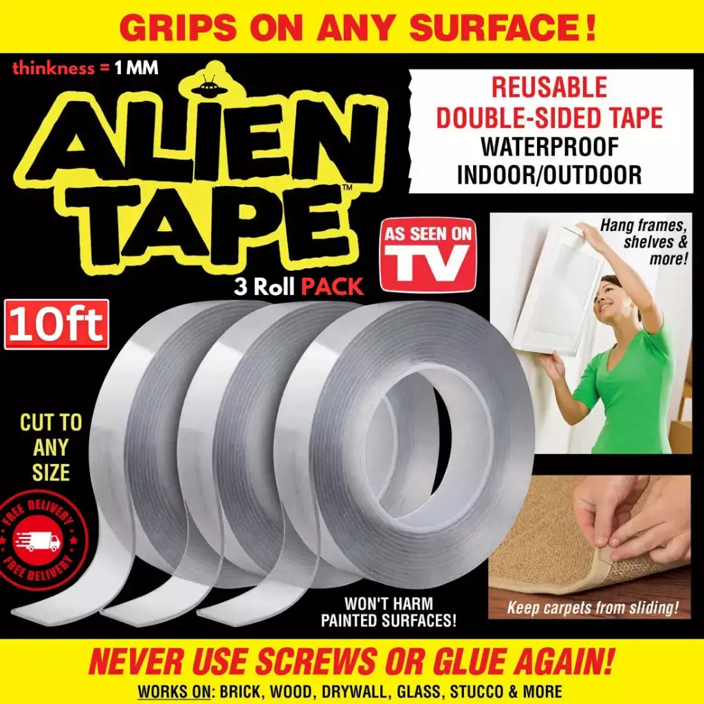Alien Tape Nano Tape Stick Nano Tape Locks Anything Without Screw Reusable Tape